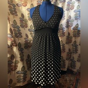 Wet Seal Vintage Black and White Polka Dot Stretchy Backless Dress Size Small